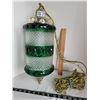 Image 1 : Old Green and white swag lamp.