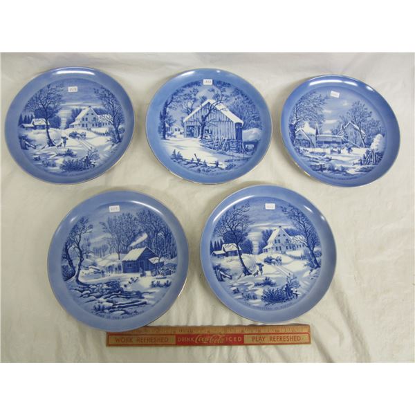 5  Currier and Ives 8 and 1/4 inch Homestead Plates