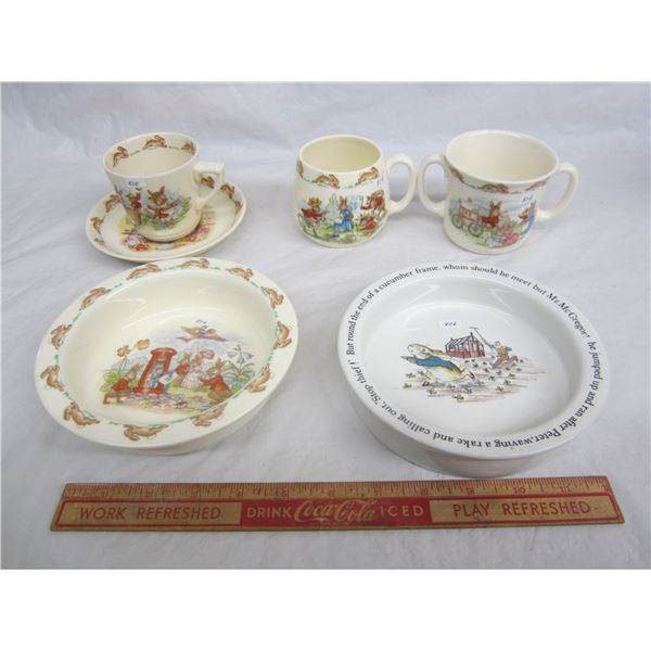 6 Pieces of Royal Doulton and Wedgwood  Bunnykins and Peter Rabbit no damage