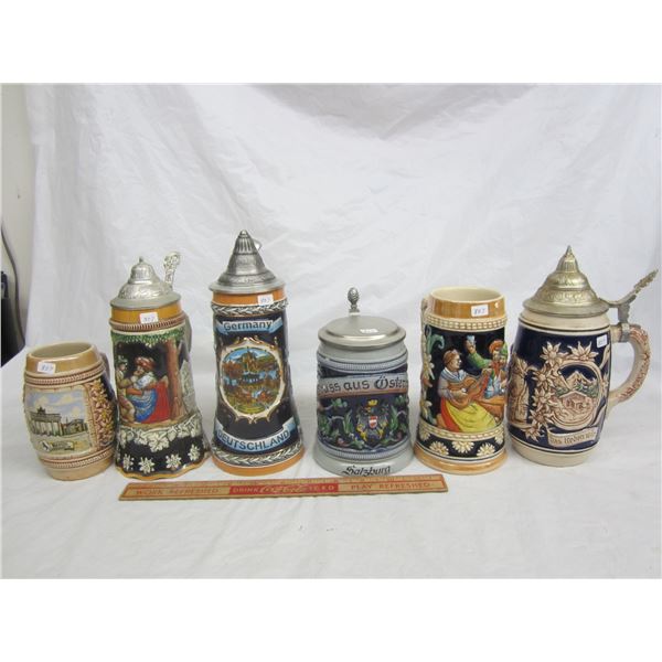 6 German Beer Steins