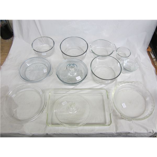 Mixed Lot of Clear Pyrex , Anchor Hawkins, 3 Pieces Fire King