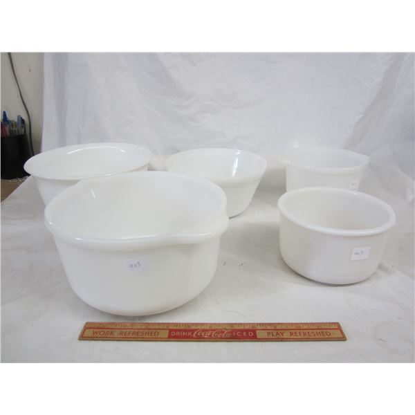 Lot of 5 Vintage White Mixing Bowls
