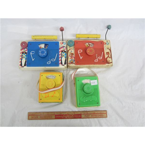 Lot of 4 Fisher Price circa 1976 Toy Radios working