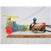 Image 2 : 2 Vintage Wooden Fisher Price Pull Toys Mini Copter and Train