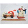 Image 1 : Lot of 2 Vintage Fisher Price Toys Wooden Perky Pot and Fire Engine