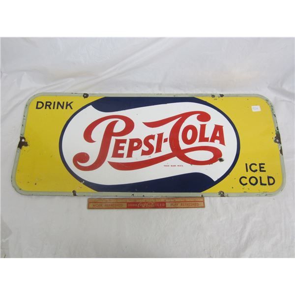 Rare Original Pepsi Metal Door Sign marked P&M Orilla