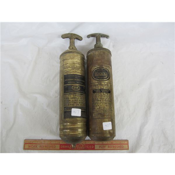 Lot of 2 Brass Antique Fire Extinguishers