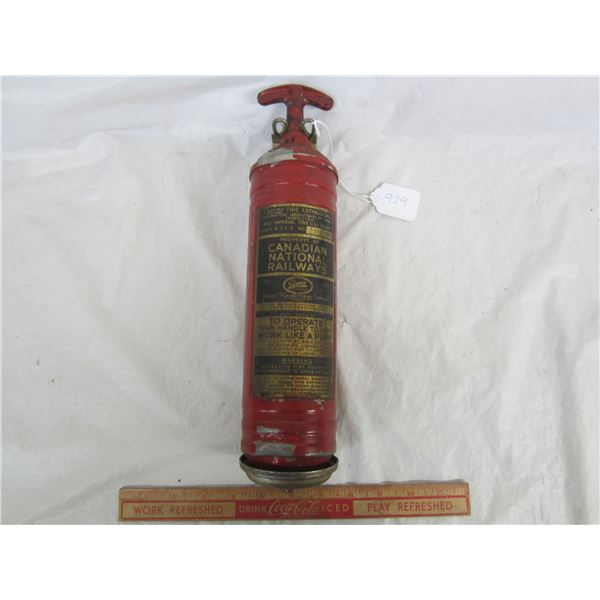 Antique Canadian National Railways Fire Extinguisher with Bracket