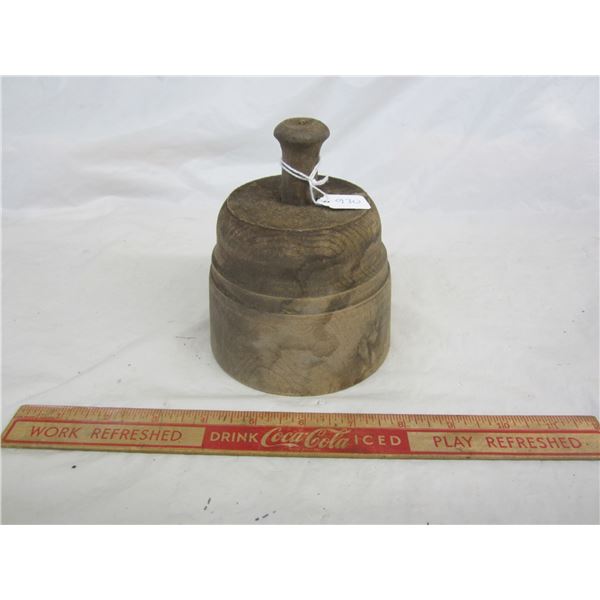 Antique Round Butter Press with Leaf Imprint