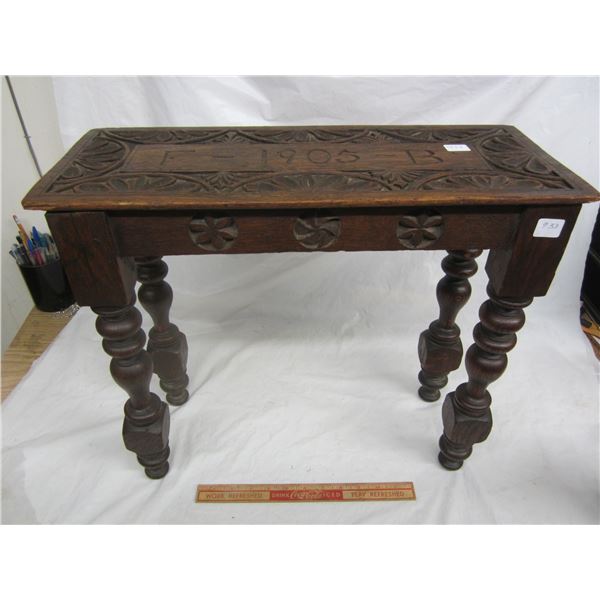 Small Oak Carved Table Carved top 1905