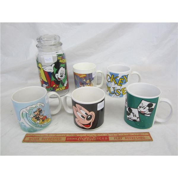 Lot of 5 Disney Mickey Mugs and Cannister