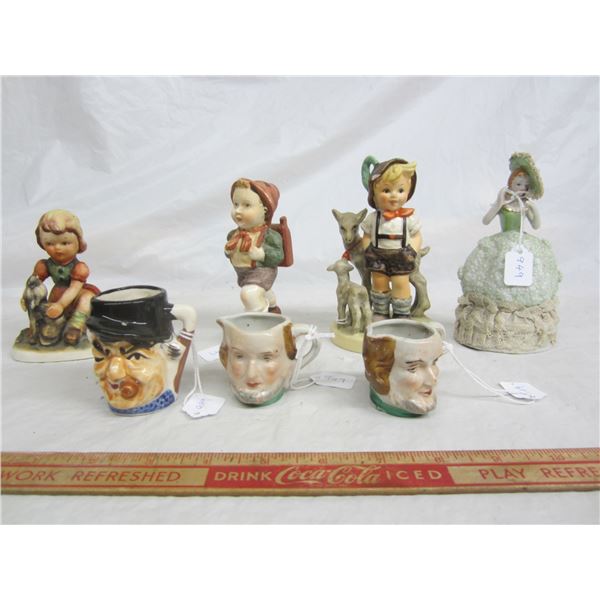 Lot of 7 Vintage items Toby Mugs , Figurines ect.