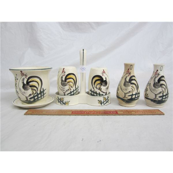 Lot of 6 Vintage Kitchen Items with Chicken Motif