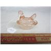 Image 1 : Rare Pink Depression Glass Chicken on Nest