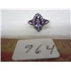 Image 1 : Sterling Silver Ring with Purple Stones