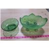 Image 1 : Green Glass Bowls X2