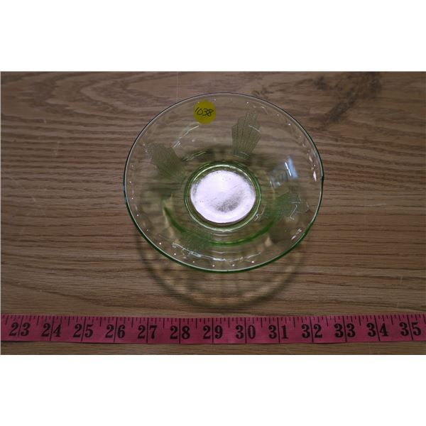 Green Depressed Glass Bowl