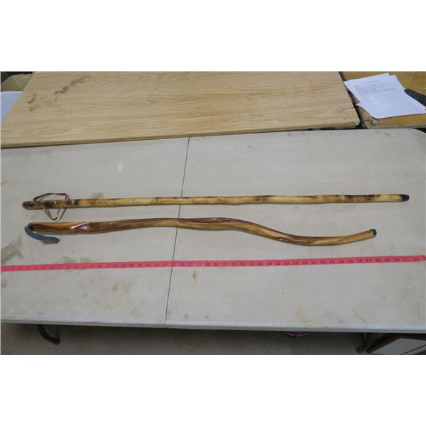 Wood Walking Sticks X2