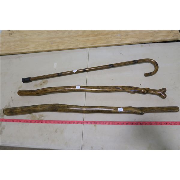 3X Wood Walking Sticks