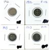 Image 1 : 1912, 1912, 1913, 1913 Canadian 5 Cent Coins - 4 Pieces