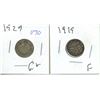 Image 1 : 1919, 1928 Canadian 10 Cent Coin - 2 Piece