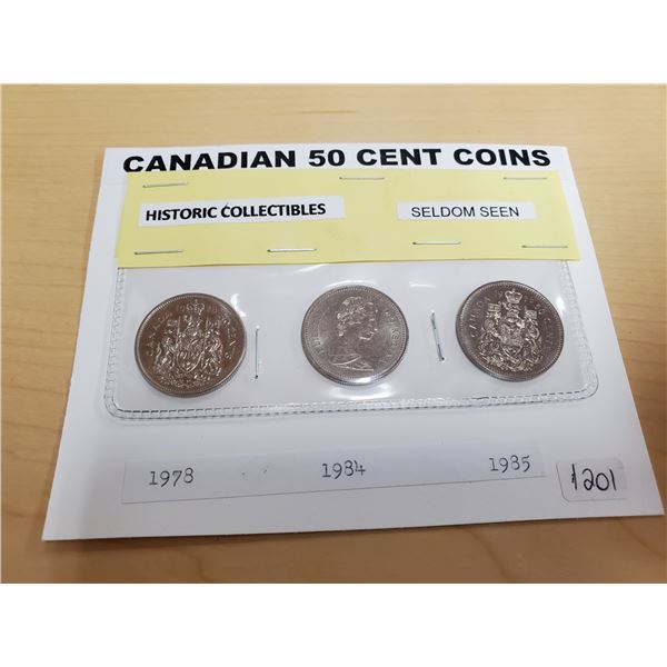 1978, 1984, 1985 Canadian 50 Cent Coins