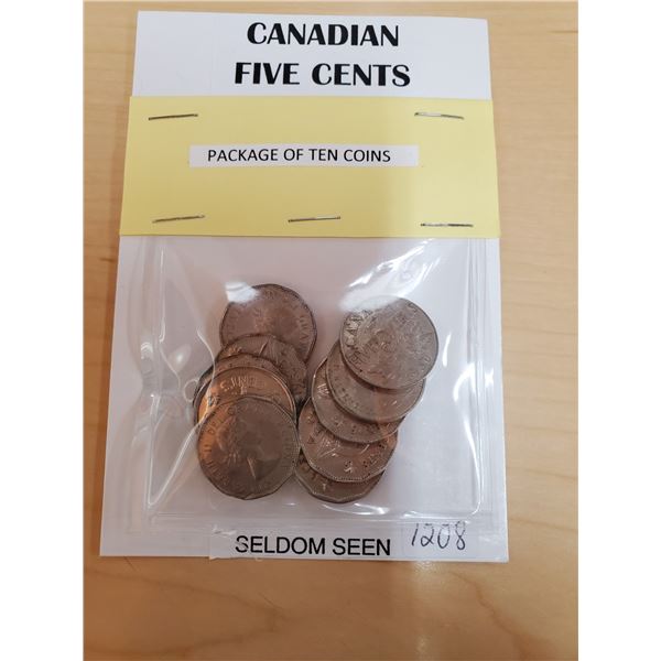 10X Canadian 5 Cent Coins