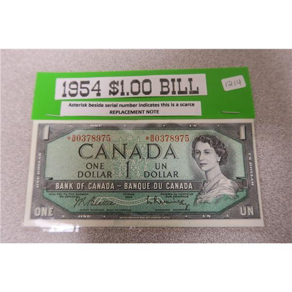 1954 Canadian One Dollar Bill