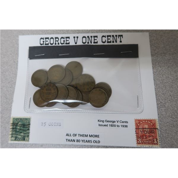 1920-1936 Canadian George V Pennies - X25