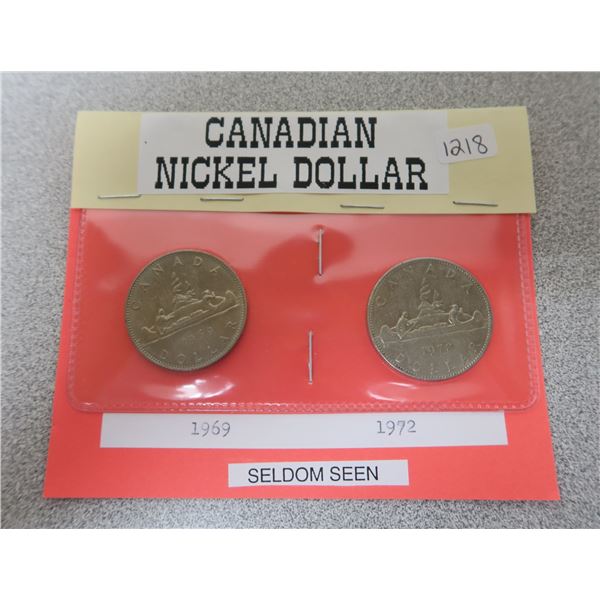 1969 and 1972 Canadian Nickel Dollars - 2 Piece