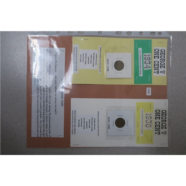 1935 and 1936 Canadian George Pennies