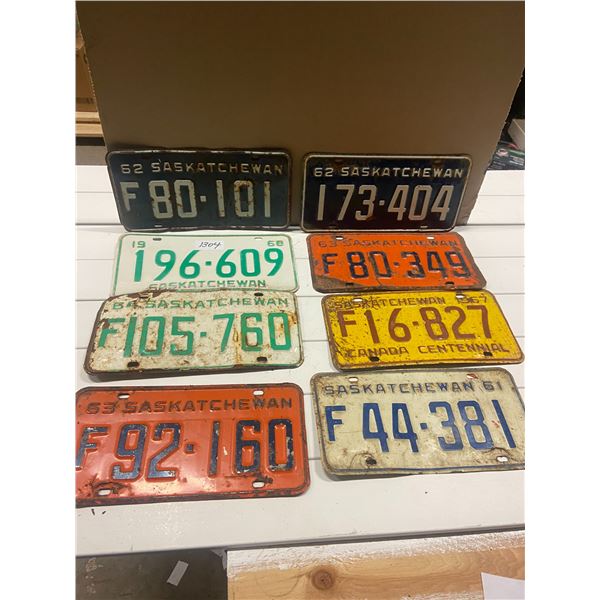 Lot of 8 1960's Saskatchewan license plates