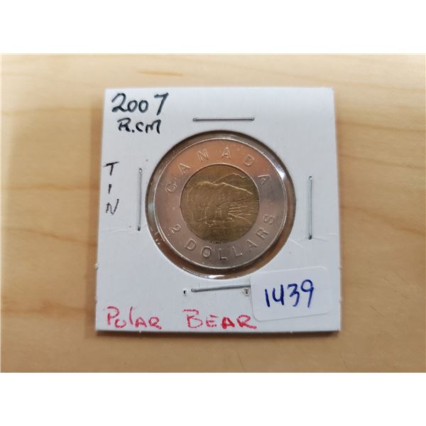 2007 tin polar bear toonie