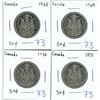 Image 1 : Set of 4 Canada 50 cent pieces - 1968, 1969, 1970, 1971
