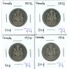 Image 1 : Set of 4 Canada 50 cent coins - 1972, 1973, 1974, 1975