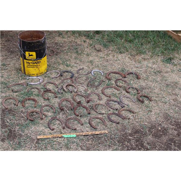 Vintage Horseshoes with John Deer 5 Gal Oil Pail