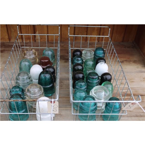 Lot of Misc Insulators in Metal Trays (2) (Some have chips)