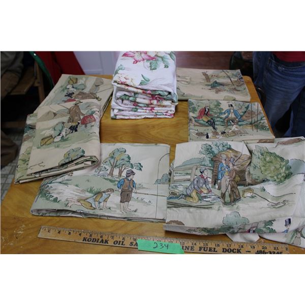 Large size vintage fabric remnants