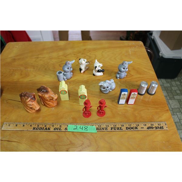 Collection of Salt and Peppers Shakers Gas Bowser Mr Peanut