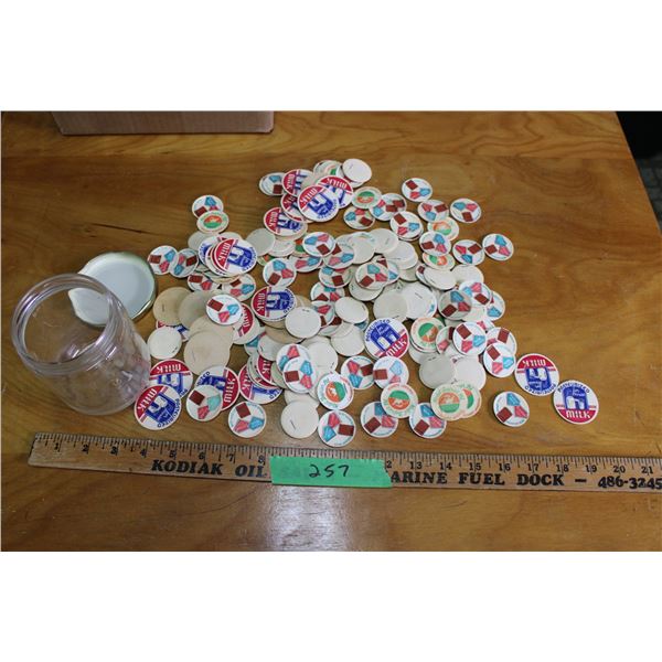 Jar of Milk Bottle Tops