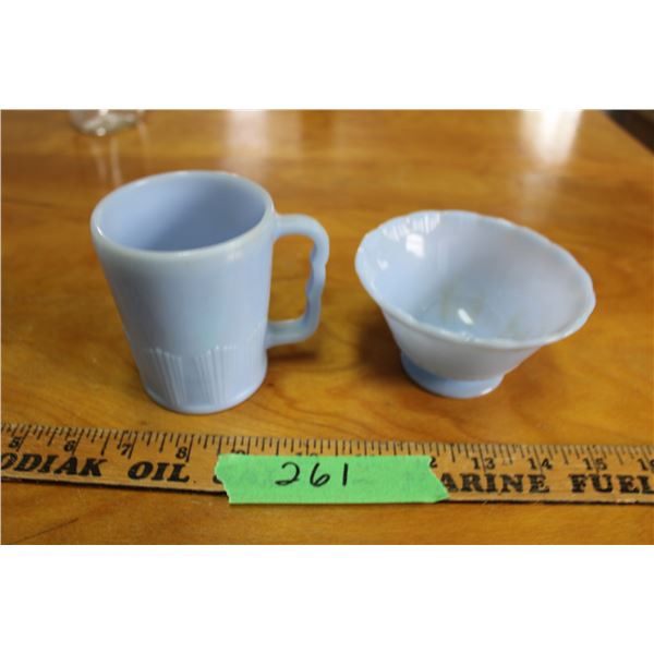 2 Turquoise Pyrex Glass Pieces