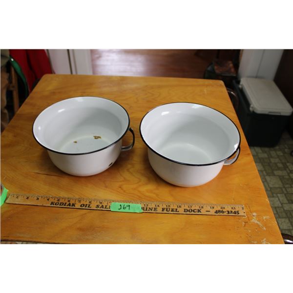 2 Enamel Chamber Pots