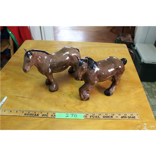 2 Ceramic Horses Clydesdale