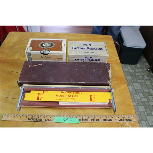 Cigarette Roller and 2 Cigar Boxes