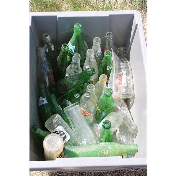 Container with Vintage Pop Bottles