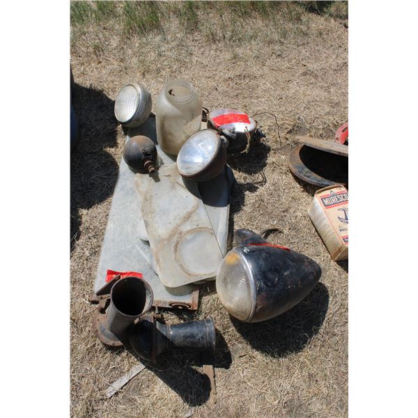 Vintage Headlights Possibly Model A Model T Windshield