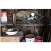 Image 5 : Lot of Contents In Shed Scrap Iron Tools Misc Items Pails of Bolts Esso Containers B/A Garbage Barre
