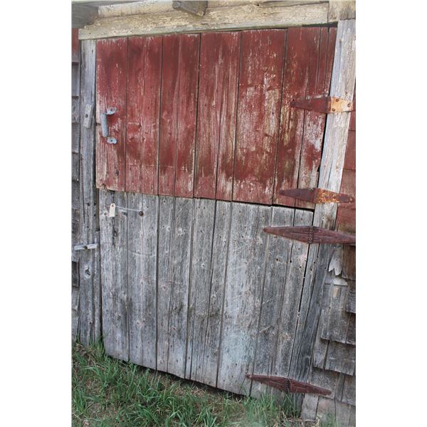 2 Piece Wooden Shed Door with Hinges 43" x 68"