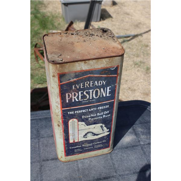 Prestone Eveready 1920's Antifreeze Tin 12" Tall