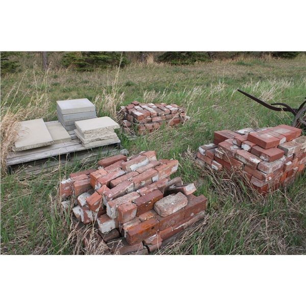 3 Pallets of Bricks 1 Pallet of Sidewalk Blocks